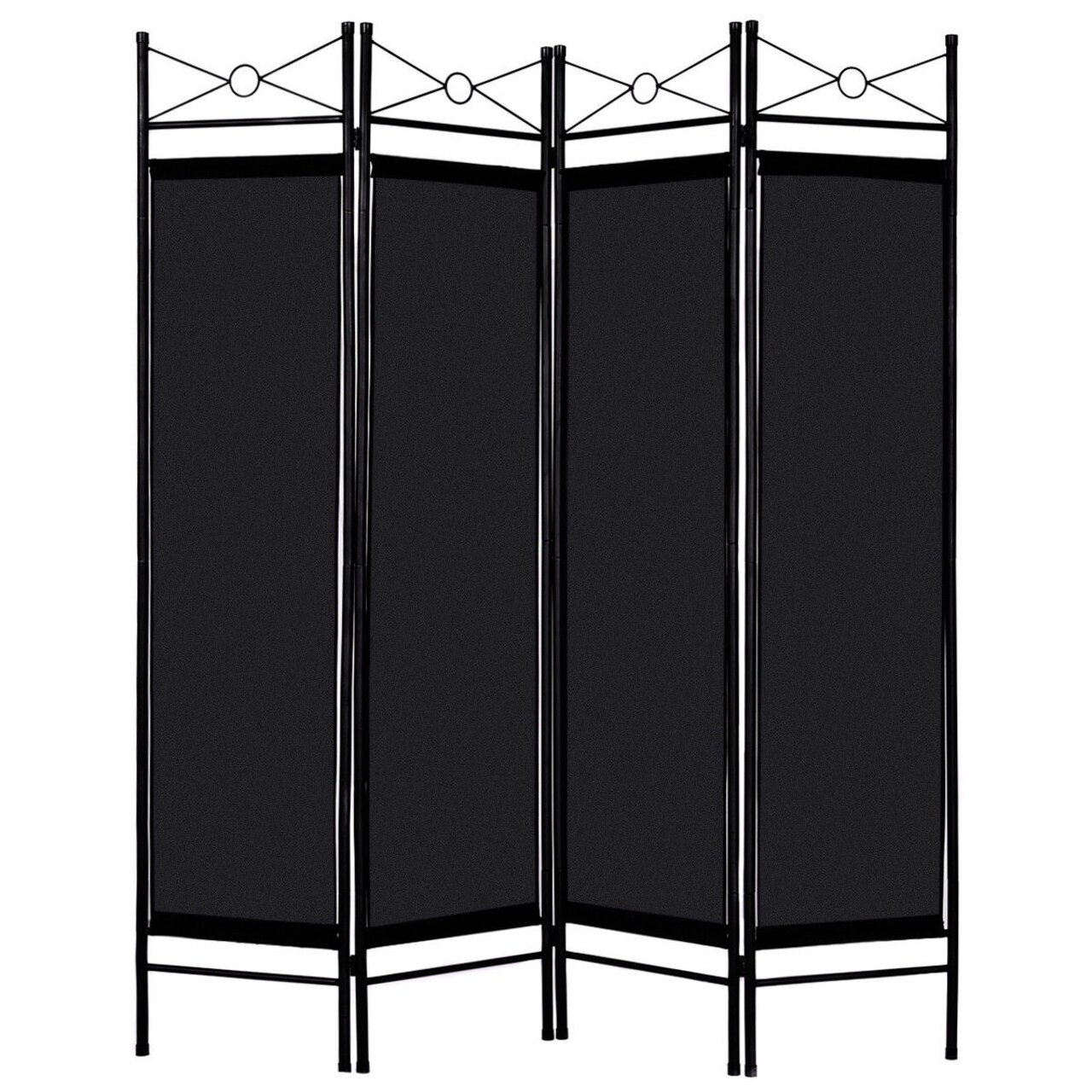 Costway 4 Panel Room Divider Privacy Screen Home Office Fabric Metal Frame